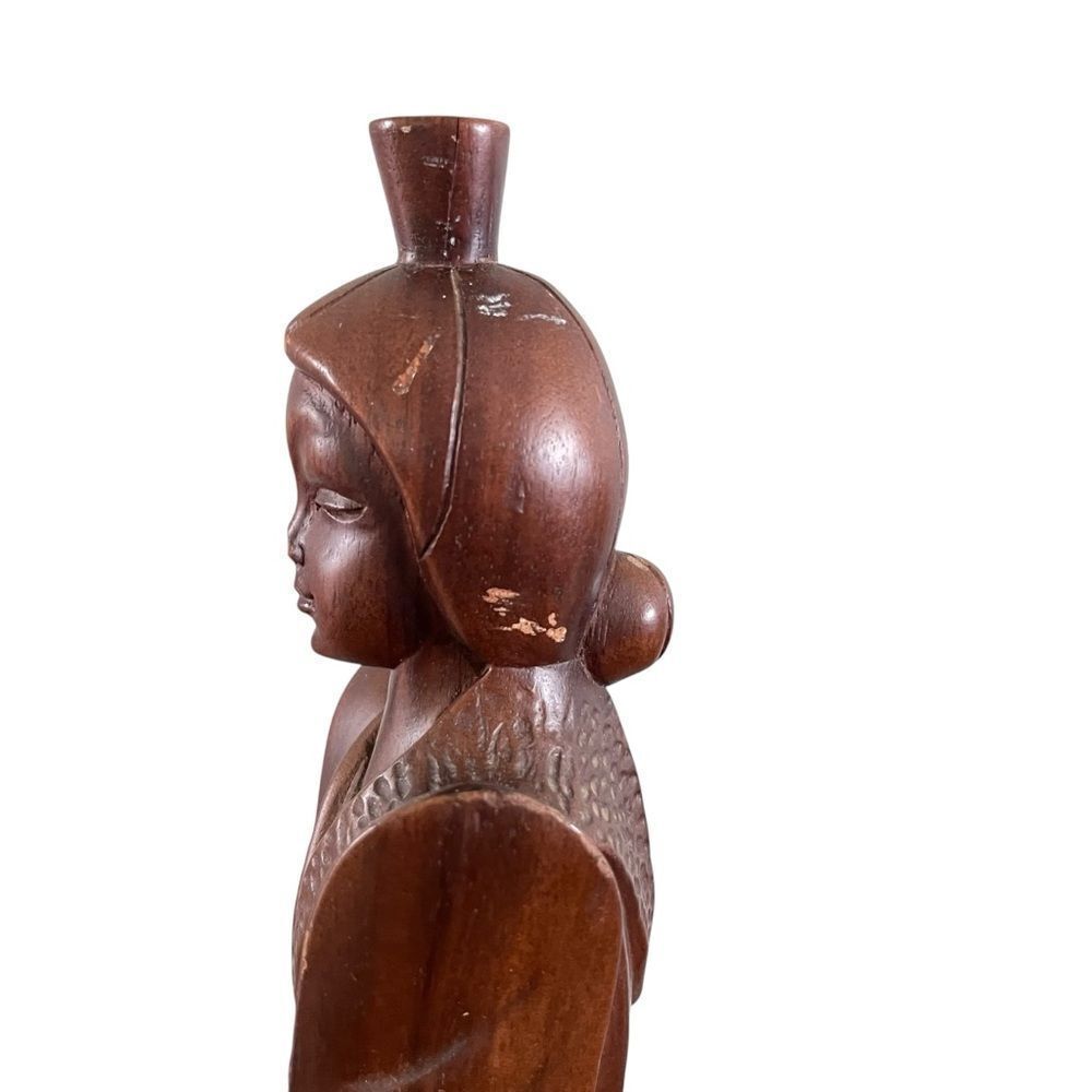Vintage Hand Carved Wooden Indonesian Woman Goddess Statue - Picture 7 of 10